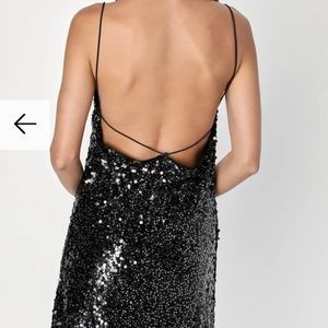 Lulus  Force of Fashion Black Backless Sequin mini dress